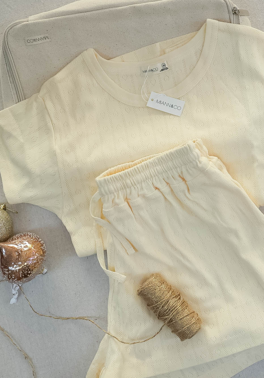 Gift Pack - Sky Cap Sleeve Fitted T-Shirt &amp; Jordy Shorts - Butter Pointelle