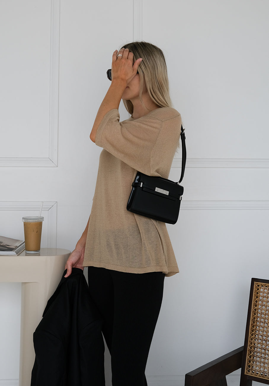 Miann & Co Womens - Lennon Boxy Sheer Knit T-Shirt - Stone