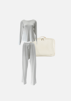 Gift Pack - Emma Round Neck Long Sleeve T-Shirt & Keira Wide Leg Pants - Frost Pointelle