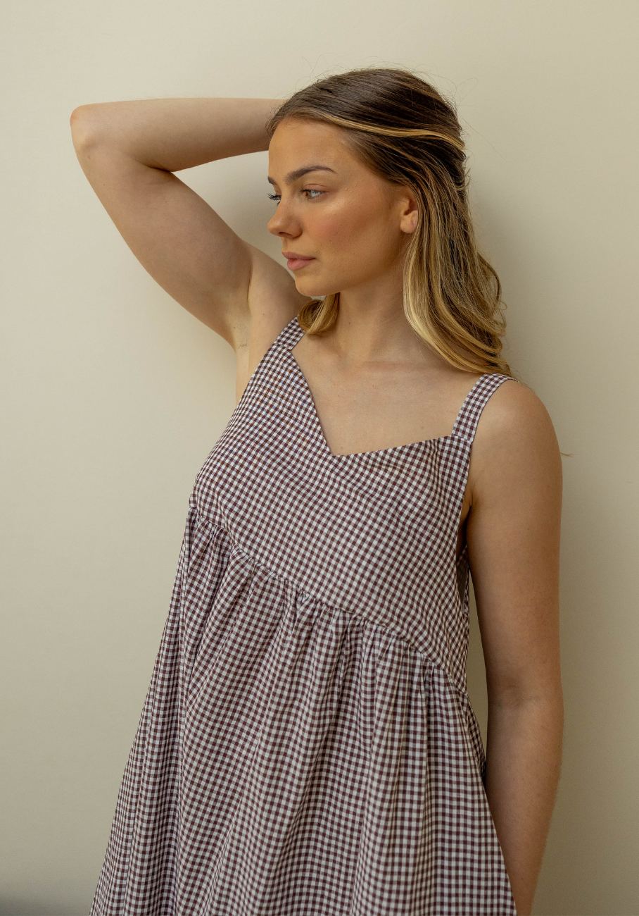 Miann &amp; Co Women - Sutton V-Neck Slip Dress - Coco Gingham