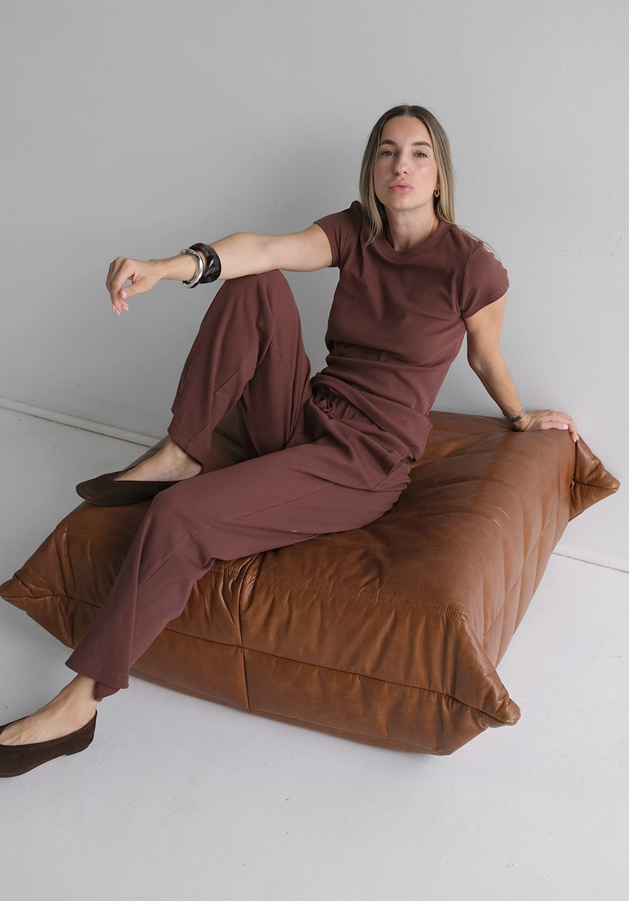 Miann & Co Women - Sky Cap Sleeve Jersey Rib T-Shirt - Coco