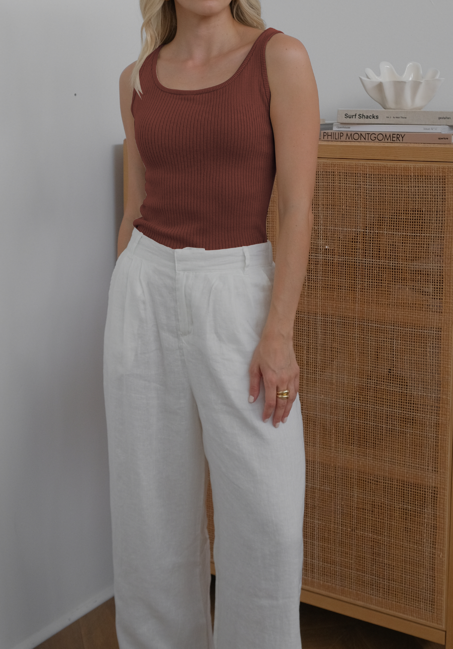 Miann &amp; Co Women - Maeve Racerbank Jersey Rib Tank - Coco