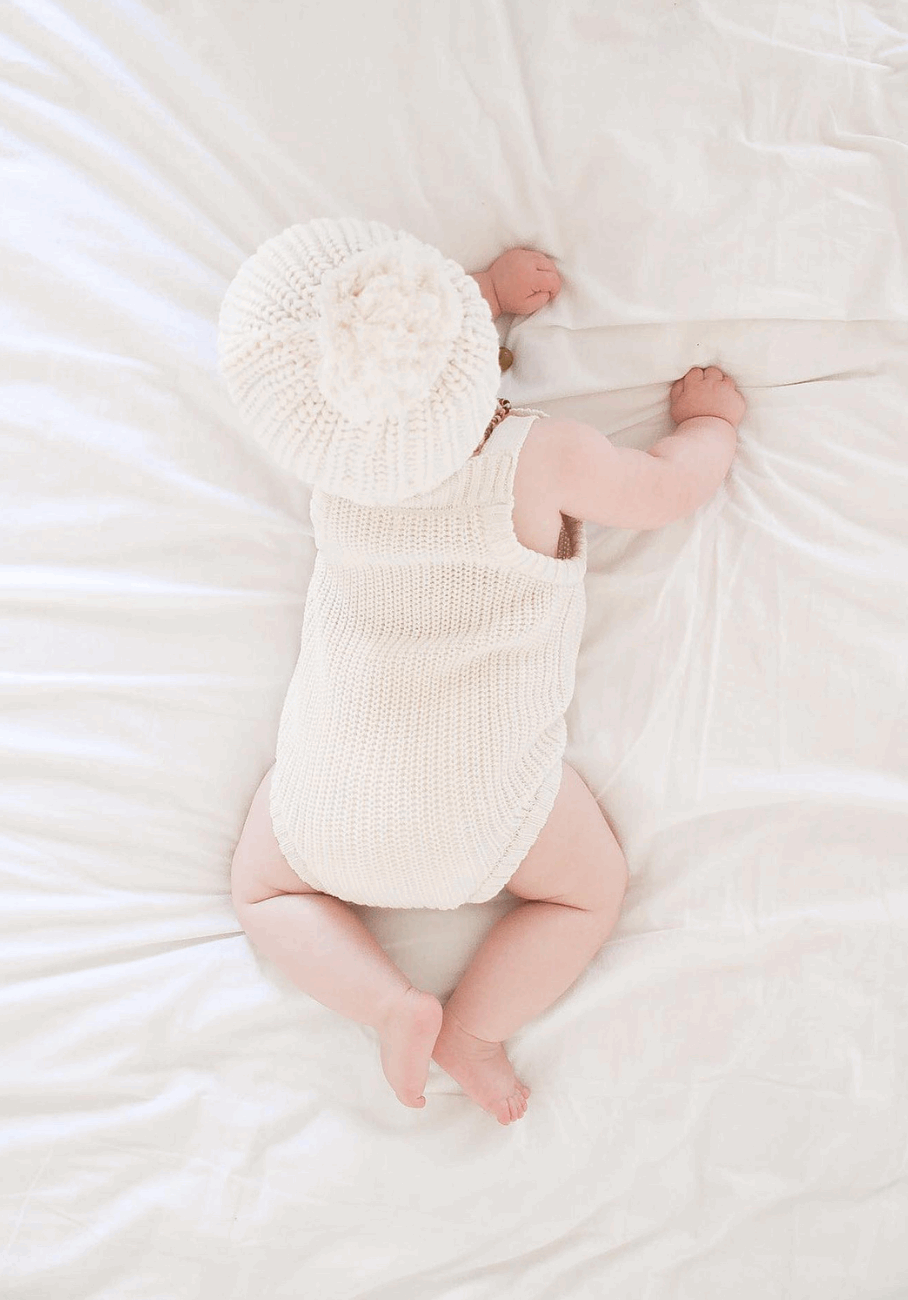 Miann &amp; Co Baby - Chunky Knit Strap Bodysuit - Frost