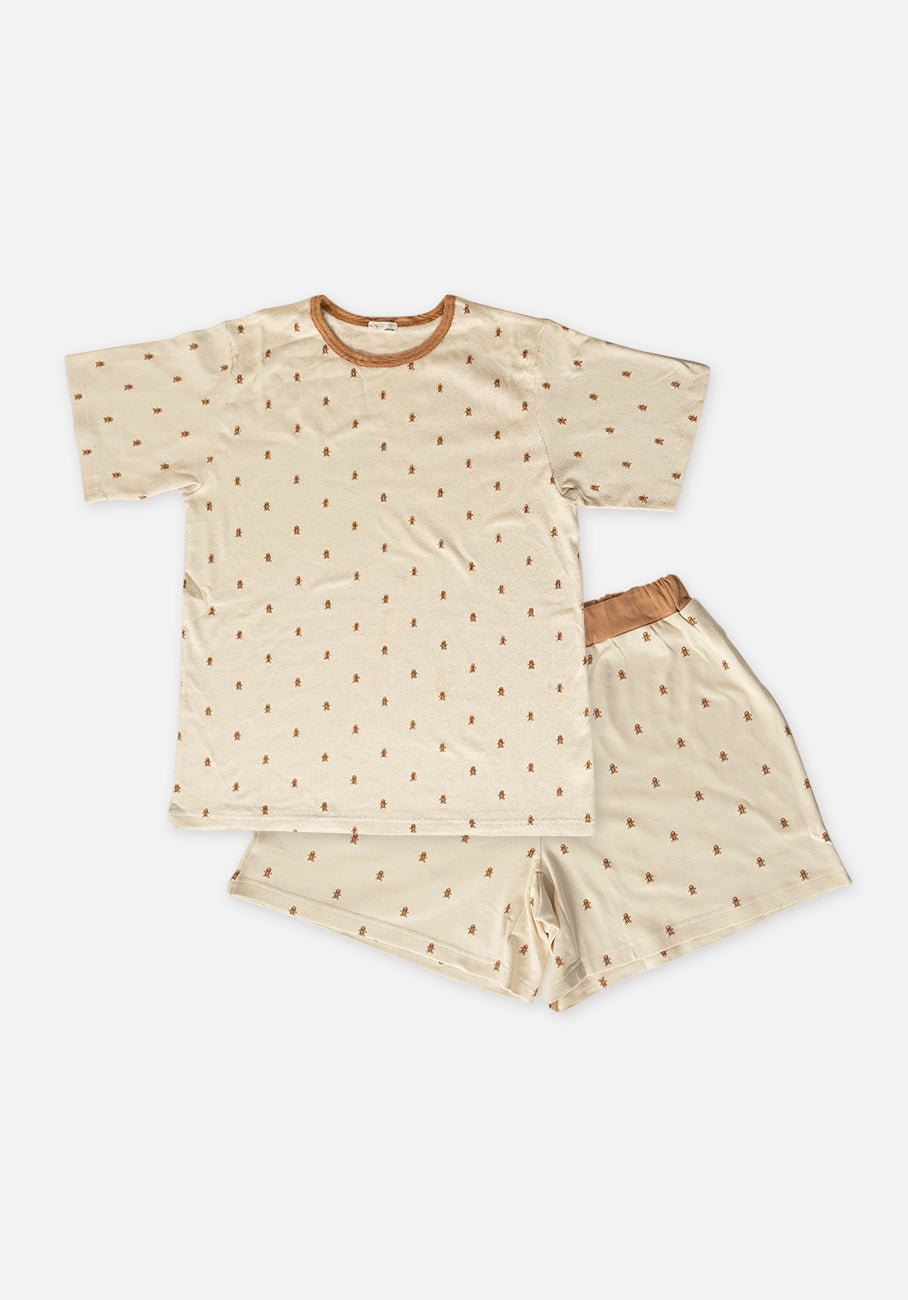 Miann &amp; Co Adults Unisex - Christmas Pyjamas - Alex T-Shirt and Remy Shorts - Gingerbread