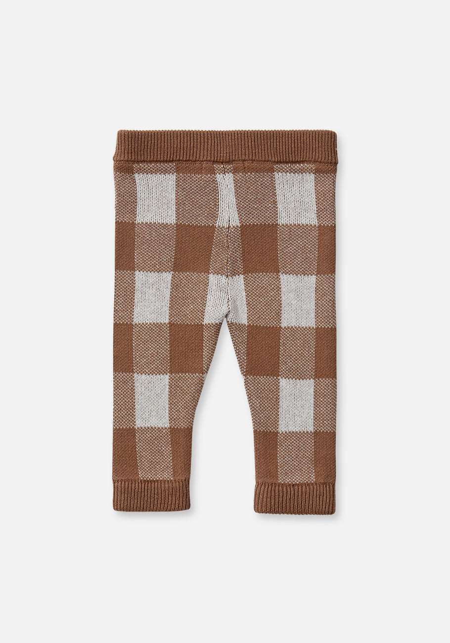 Miann & Co Kids - Knitted Legging - Café Au Lait Gingham