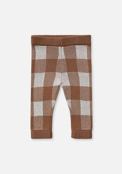 Miann & Co Baby - Knitted Legging - Café Au Lait Gingham