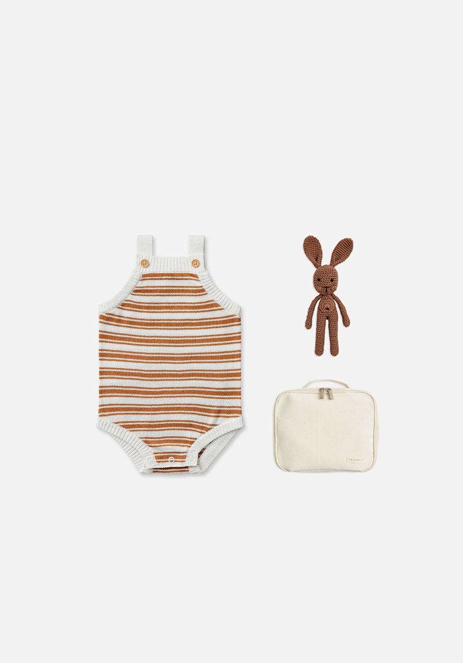 Knitted Baby Gift - Caramel Stripe