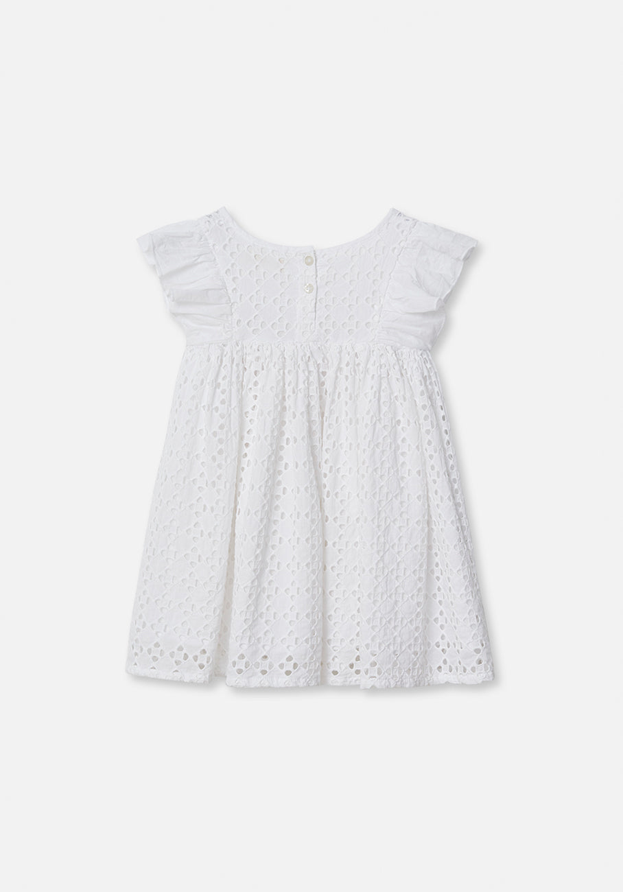 Miann &amp; Co Baby - Flutter Shoulder Dress - Shell Broderie