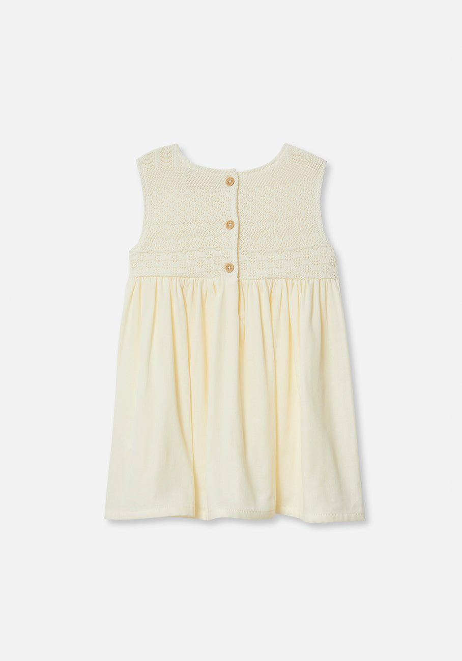 Miann &amp; Co Baby - Crochet Detail Sleeveless Dress - Lemon