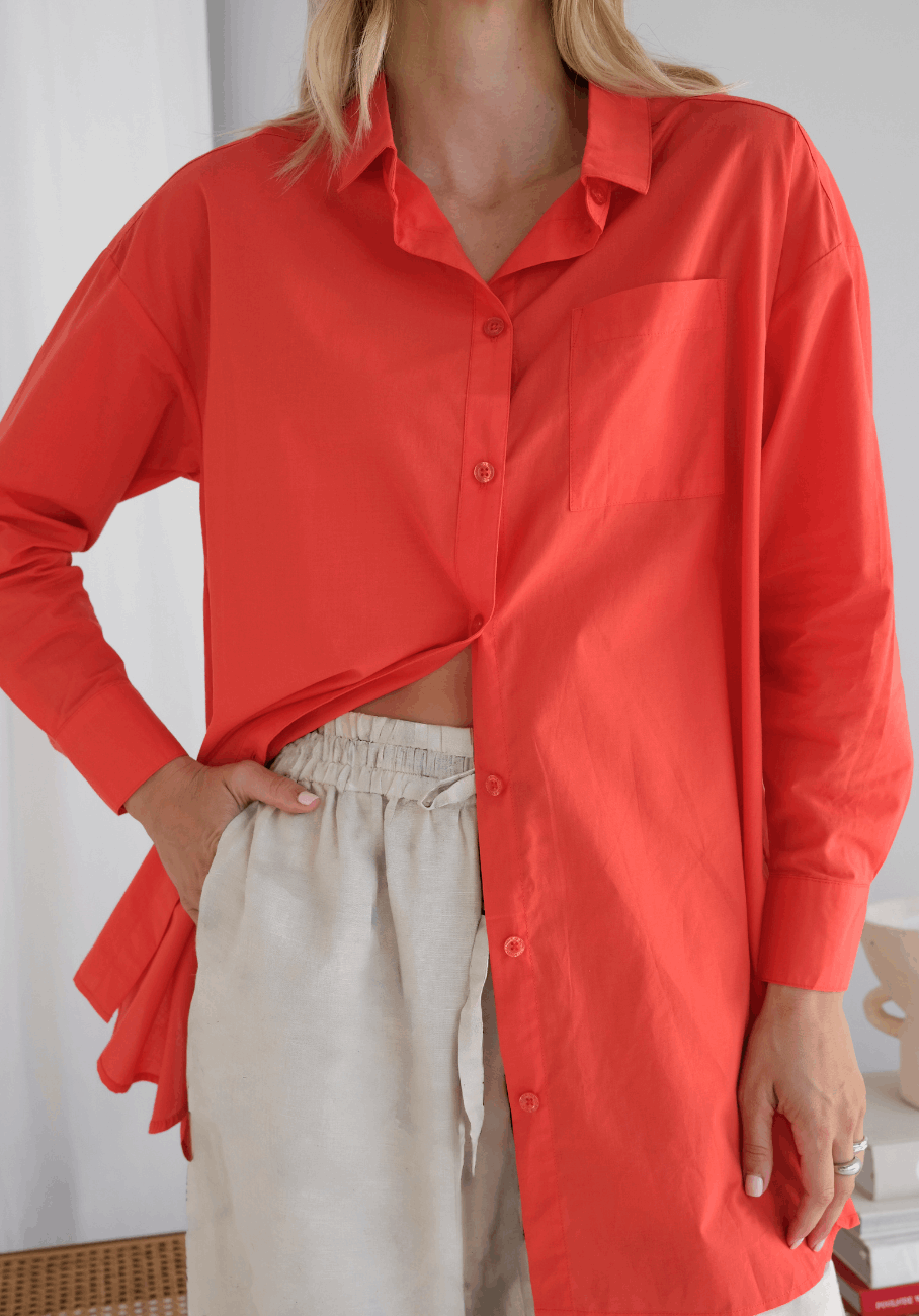 Miann &amp; Co Womens - Bowie Long Sleeve Shirt - Tomato